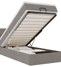 Ottomane Bett mit Matratze & LEDs Taupe 90x200 cm Stoff