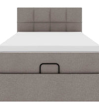 Ottomane Bett mit Matratze & LEDs Taupe 90x200 cm Stoff
