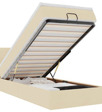 Ottomane Bett mit Matratze & LEDs Creme 90x200 cm Stoff