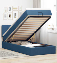 Ottomane Bett mit Matratze & LEDs Blau 90x200 cm Stoff