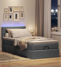 Ottoman-Bett mit Matratze & LEDs Dunkelgrau 100x200 cm Stoff