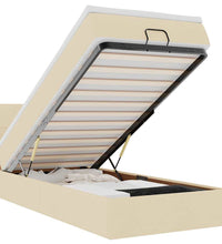 Ottoman-Bett mit Matratze & LEDs Creme 100x200 cm Stoff