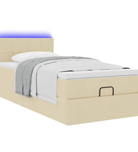 Ottoman-Bett mit Matratze & LEDs Creme 100x200 cm Stoff