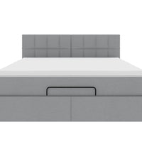 Ottoman-Bett mit Matratze & LEDs Hellgrau 140x200 cm Stoff