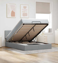 Ottoman-Bett mit Matratze & LEDs Hellgrau 140x200 cm Stoff