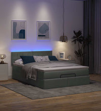 Ottomane Bett mit Matratze & LEDs Dunkelgrau 140x200 cm Stoff