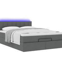 Ottomane Bett mit Matratze & LEDs Dunkelgrau 140x200 cm Stoff