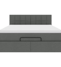 Ottomane Bett mit Matratze & LEDs Dunkelgrau 140x200 cm Stoff