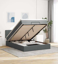 Ottomane Bett mit Matratze & LEDs Dunkelgrau 140x200 cm Stoff