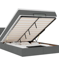 Ottomane Bett mit Matratze & LEDs Schwarz 140x200 cm Stoff