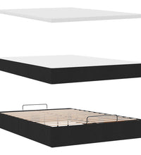 Ottomane Bett mit Matratze & LEDs Schwarz 140x200 cm Stoff