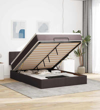 Ottoman-Bett mit Matratze & LEDs Dunkelbraun 140x200 cm Stoff