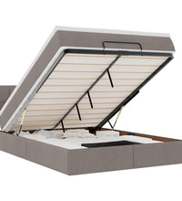 Ottomane Bett mit Matratze & LEDs Taupe 140x200 cm Stoff