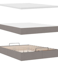 Ottomane Bett mit Matratze & LEDs Taupe 140x200 cm Stoff