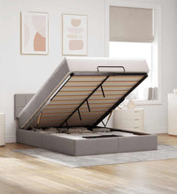 Ottomane Bett mit Matratze & LEDs Taupe 140x200 cm Stoff