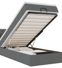 Ottomane Bett mit Matratze & LEDs Dunkelgrau 80x200 cm Stoff