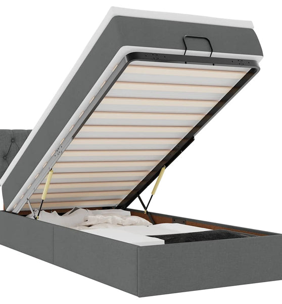 Ottomane Bett mit Matratze & LEDs Dunkelgrau 80x200 cm Stoff
