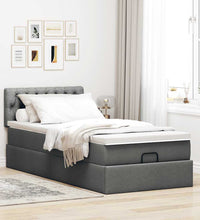 Ottomane Bett mit Matratze & LEDs Dunkelgrau 80x200 cm Stoff
