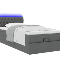 Ottomane Bett mit Matratze & LEDs Dunkelgrau 80x200 cm Stoff