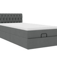 Ottomane Bett mit Matratze & LEDs Dunkelgrau 80x200 cm Stoff
