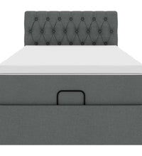 Ottomane Bett mit Matratze & LEDs Dunkelgrau 80x200 cm Stoff