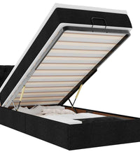 Ottomane Bett mit Matratze & LEDs Schwarz 80x200 cm Stoff