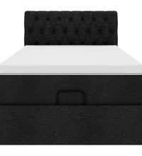 Ottomane Bett mit Matratze & LEDs Schwarz 80x200 cm Stoff
