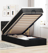 Ottomane Bett mit Matratze & LEDs Schwarz 80x200 cm Stoff