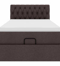Ottoman-Bett mit Matratze & LEDs Dunkelbraun 80x200 cm Stoff