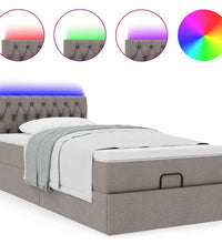 Ottoman-Bett mit Matratze & LEDs Taupe 80x200 cm Stoff