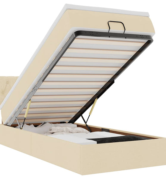 Ottoman-Bett mit Matratze & LEDs Creme 80x200 cm Stoff