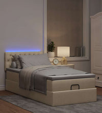 Ottoman-Bett mit Matratze & LEDs Creme 80x200 cm Stoff