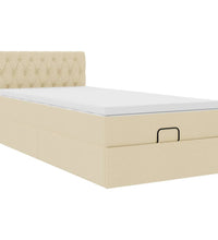Ottoman-Bett mit Matratze & LEDs Creme 80x200 cm Stoff