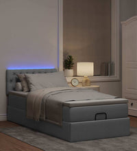 Ottoman-Bett mit Matratze & LEDs Hellgrau 90x190 cm Stoff