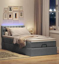 Ottoman-Bett mit Matratze & LEDs Dunkelgrau 90x190 cm Stoff
