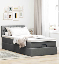 Ottoman-Bett mit Matratze & LEDs Dunkelgrau 90x190 cm Stoff