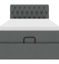 Ottoman-Bett mit Matratze & LEDs Dunkelgrau 90x190 cm Stoff