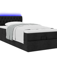 Ottoman-Bett mit Matratze & LEDs Schwarz 90x190 cm Stoff