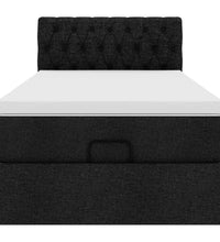 Ottoman-Bett mit Matratze & LEDs Schwarz 90x190 cm Stoff