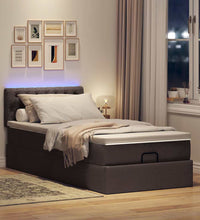 Ottoman-Bett mit Matratze & LEDs Dunkelbraun 90x190 cm Stoff