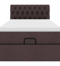 Ottoman-Bett mit Matratze & LEDs Dunkelbraun 90x190 cm Stoff