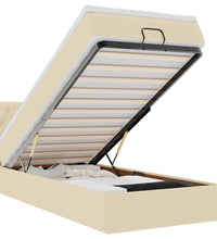 Ottoman-Bett mit Matratze & LEDs Creme 90x190 cm Stoff