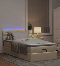 Ottoman-Bett mit Matratze & LEDs Creme 90x190 cm Stoff