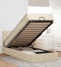 Ottoman-Bett mit Matratze & LEDs Creme 90x190 cm Stoff