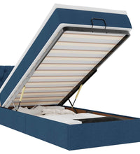 Ottoman-Bett mit Matratze & LEDs Blau 90x190 cm Stoff