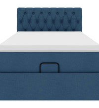 Ottoman-Bett mit Matratze & LEDs Blau 90x190 cm Stoff
