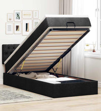 Ottoman-Bett mit Matratze & LEDs Schwarz 90x200 cm Stoff