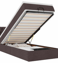 Ottomane Bett mit Matratze & LEDs Dunkelbraun 90x200 cm Stoff