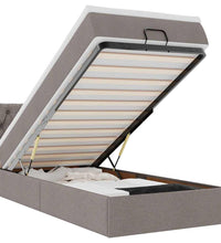 Ottomane Bett mit Matratze & LEDs Taupe 90x200 cm Stoff