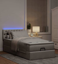 Ottomane Bett mit Matratze & LEDs Taupe 90x200 cm Stoff